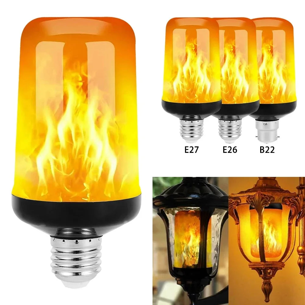 B22/E27 LED Flame Light Bulb – 4 Modes Fire Effect