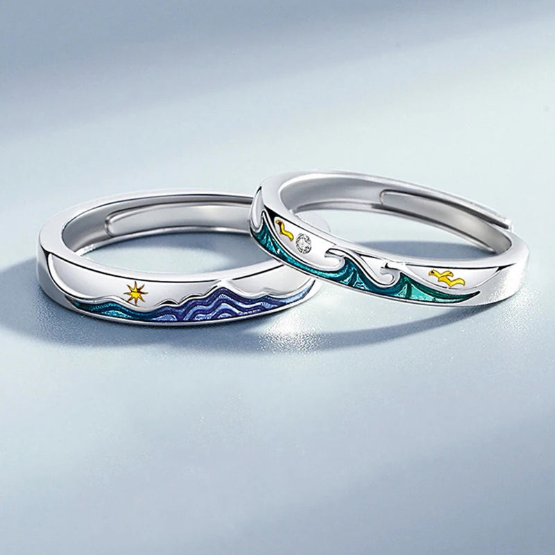 Adjustable Sun Moon Couple Rings