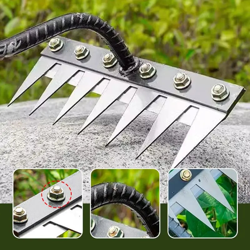 Iron Gardening Rake – 5/6/7/8 Teeth Weeding & Soil Loosening Farm Tool