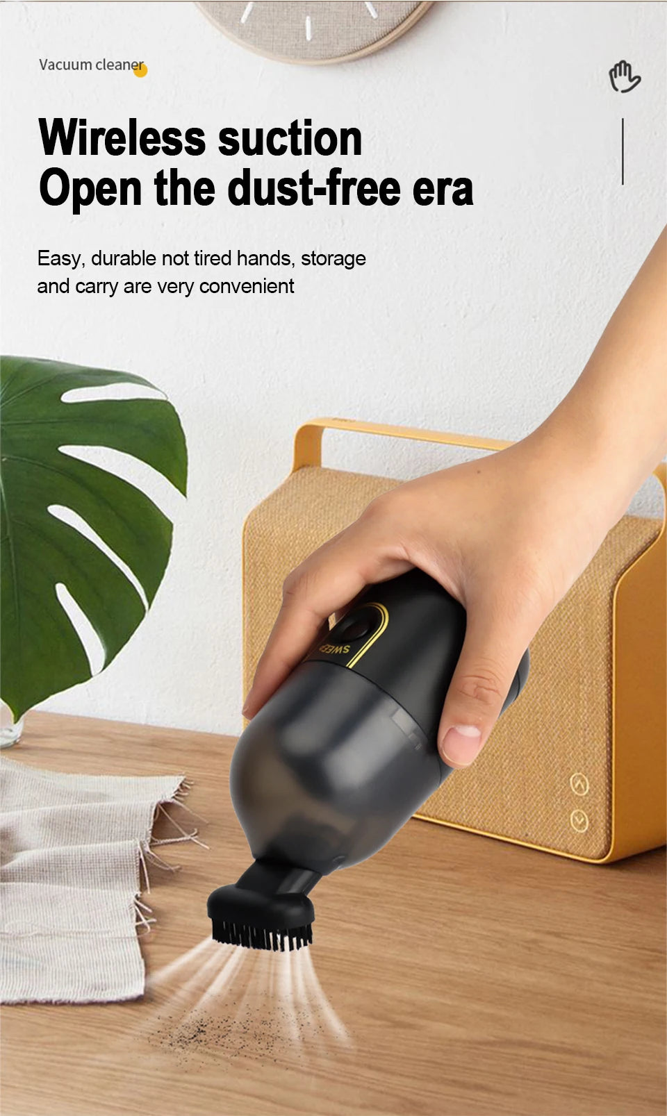 Portable Wireless Vacuum Cleaner – Handheld Desktop & Home Cleaner