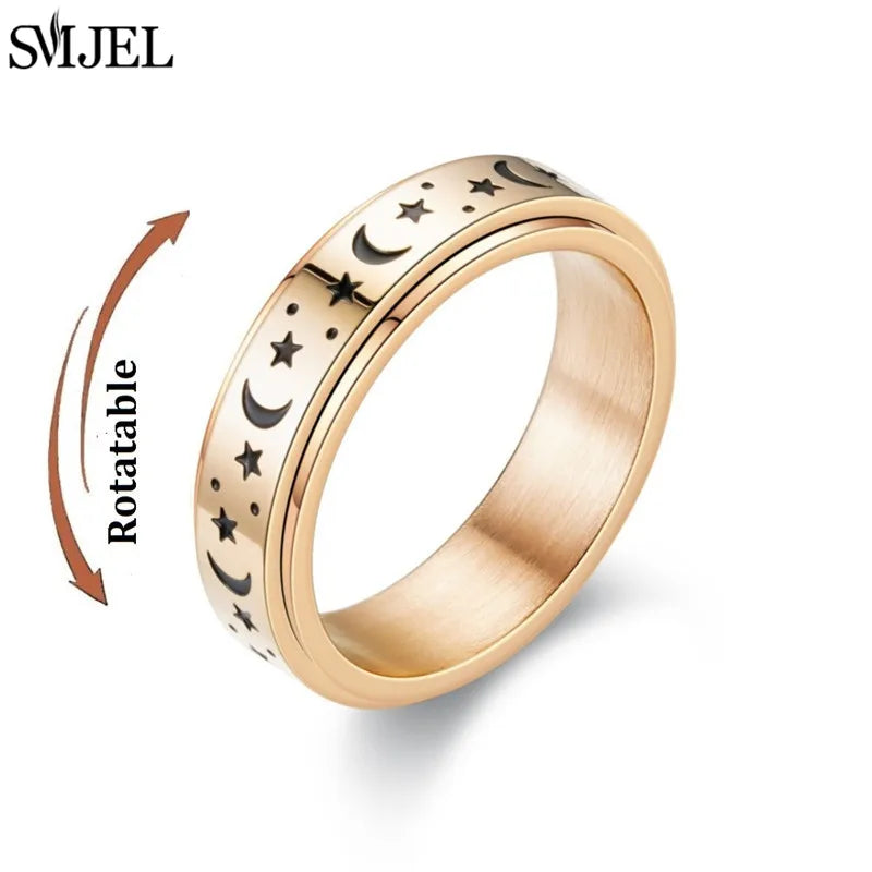 Rose Gold Stainless Steel Anxiety Spinner Ring