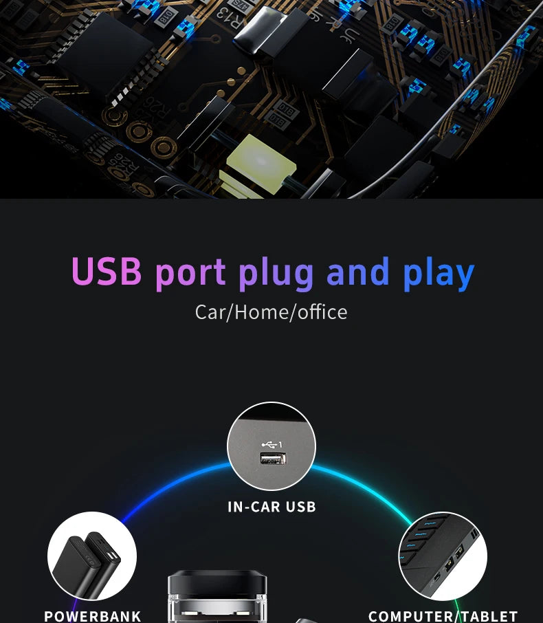 Car USB LED Light Mood Lamp
