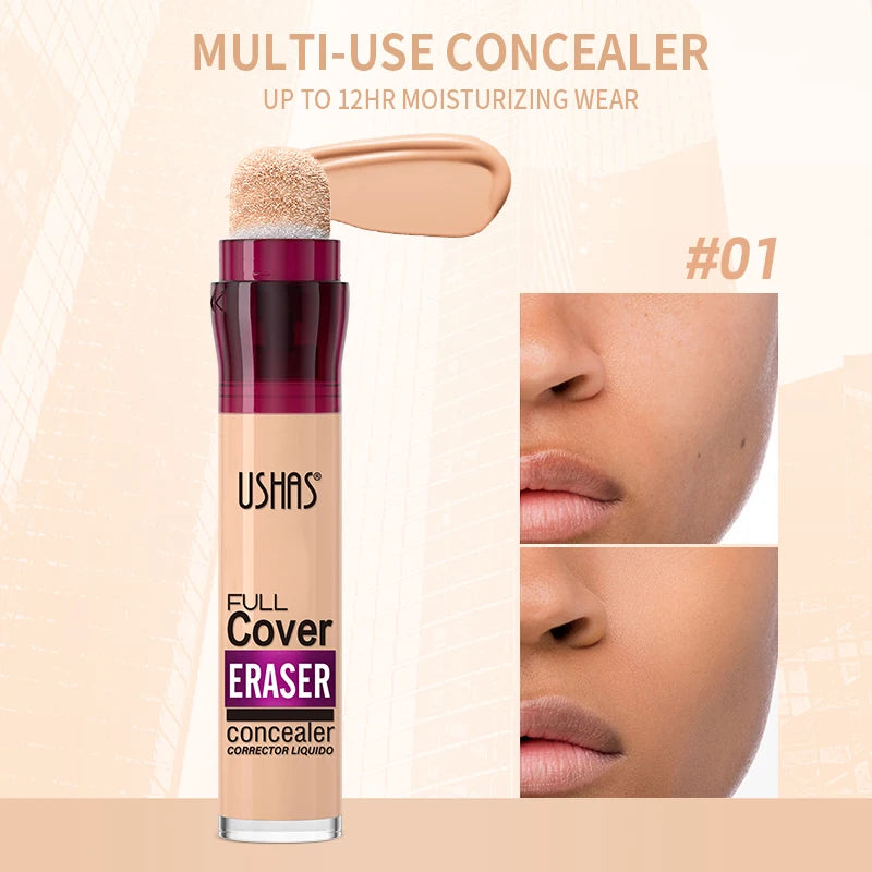 USHAS 12 Color Liquid Concealer - Moisturizing, Long-Lasting, and Lightweight