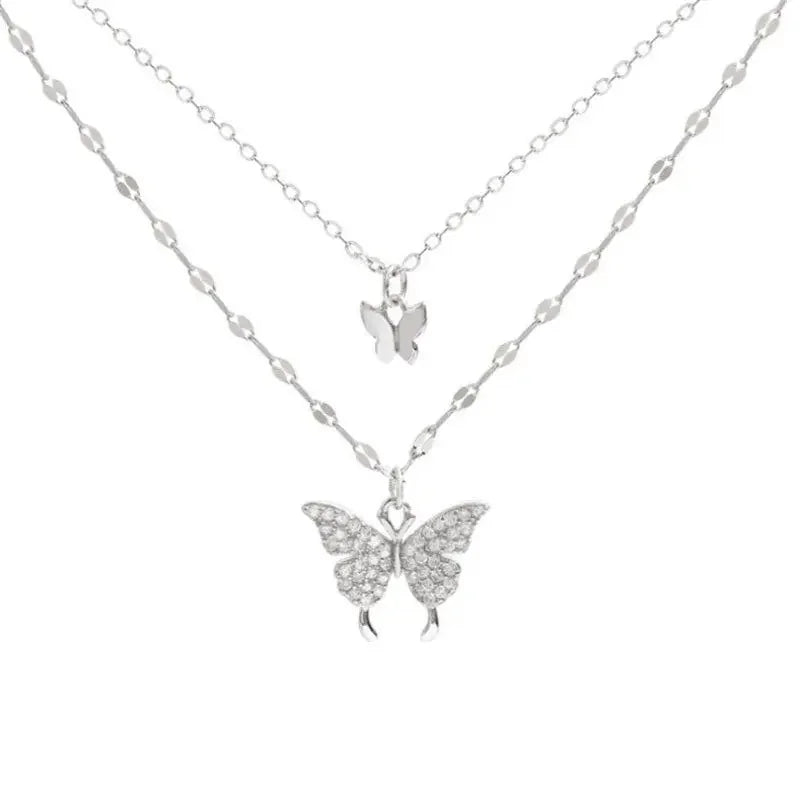 Exquisite Double Layer Butterfly Necklace