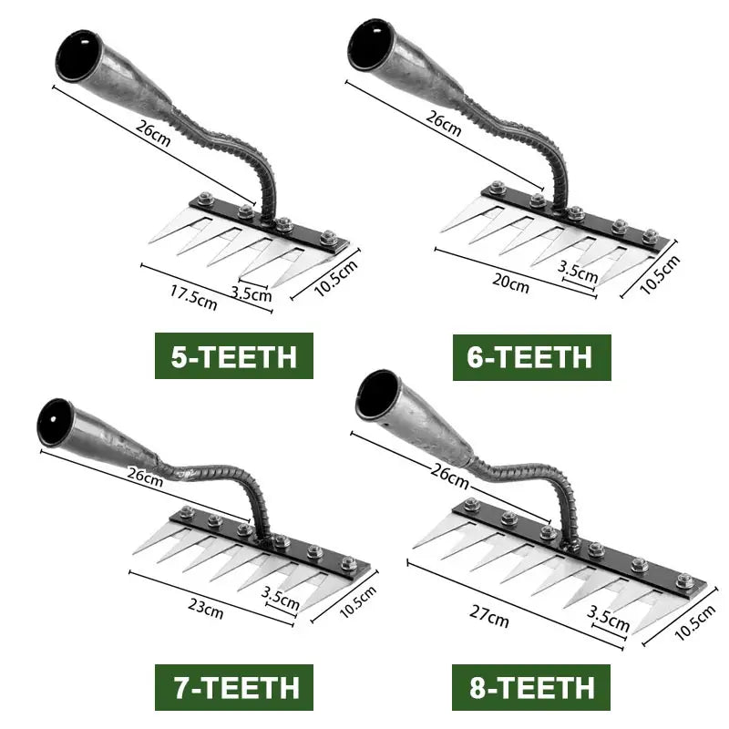 Iron Gardening Rake – 5/6/7/8 Teeth Weeding & Soil Loosening Farm Tool