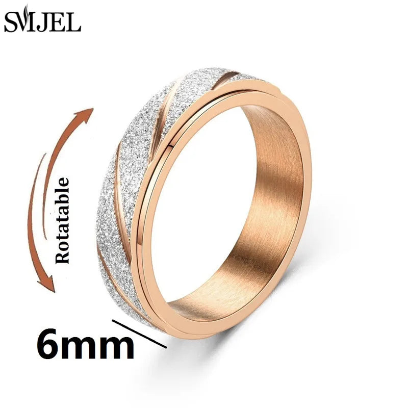 Rose Gold Stainless Steel Anxiety Spinner Ring