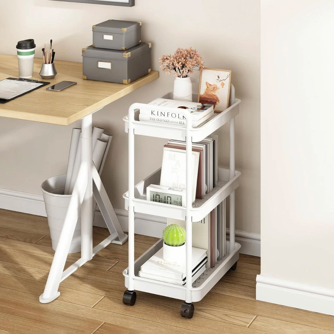 Rolling Storage Cart with Wheels – Detachable Organizer