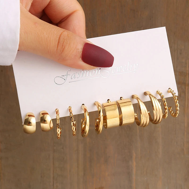 Gold Vintage Pearl Earrings Set