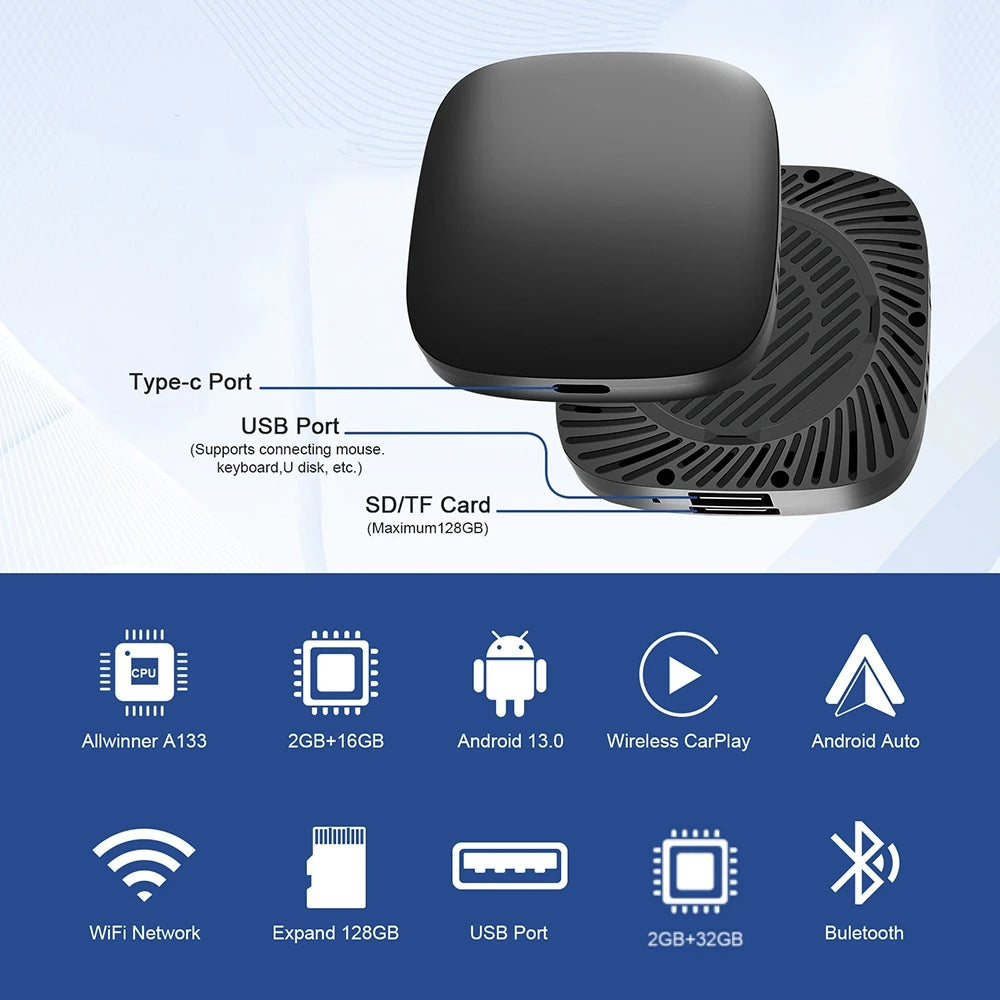 CarPlay AI Box – Wireless Android Auto & Smart TV Box