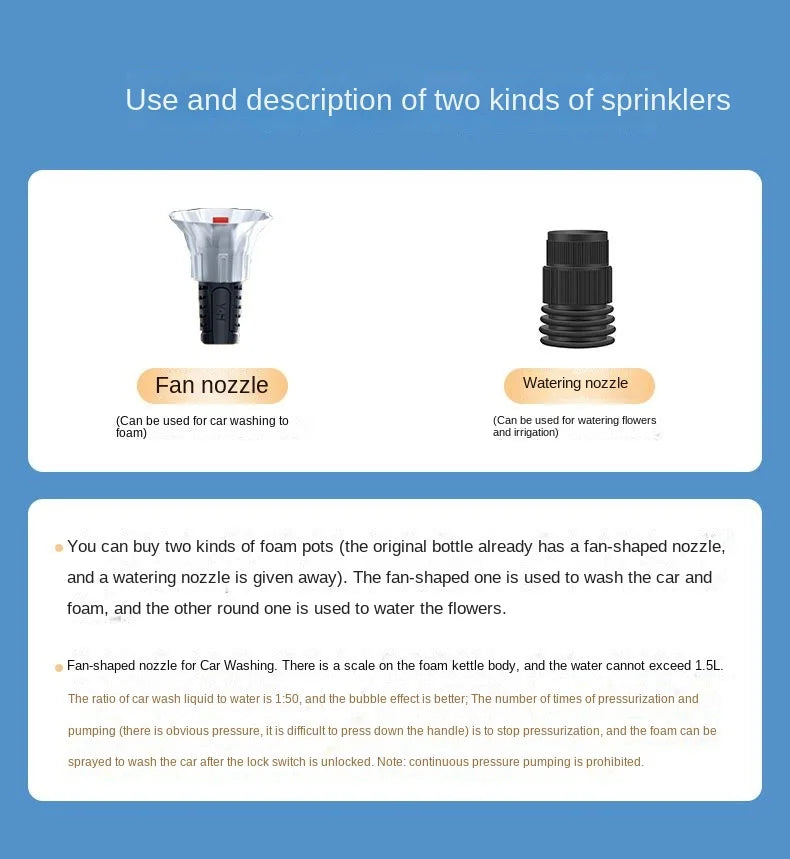 2L Hand Pump Foam Sprayer with 3 Nozzles