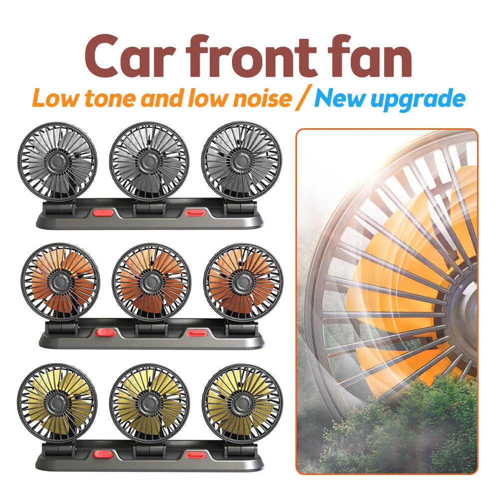 360° Adjustable 3-Head Car Fan