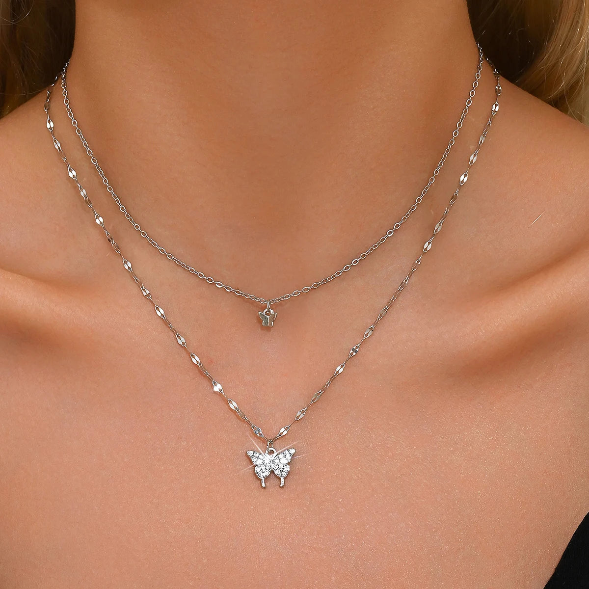 Exquisite Double Layer Butterfly Necklace