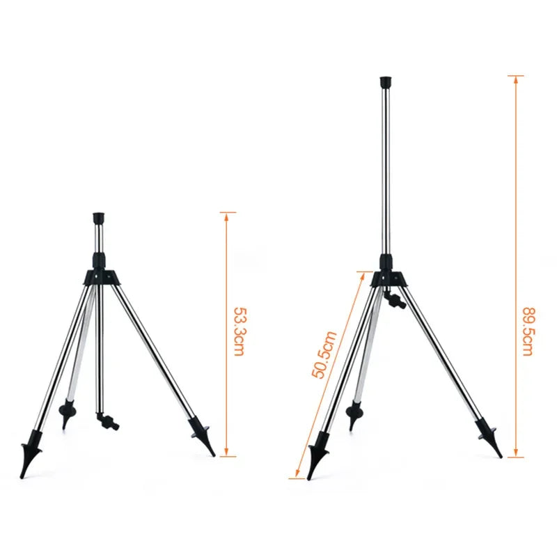 360° Rotating Garden Sprinkler – Stainless Steel Tripod Irrigation Stand