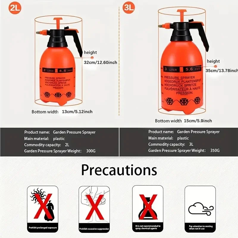Hand Press Water Sprayer - 2L Garden Watering