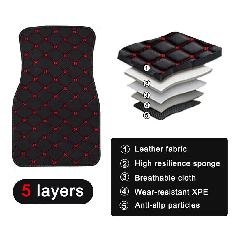 Premium 4PCS Universal PU Leather Waterproof Auto Floor Mats