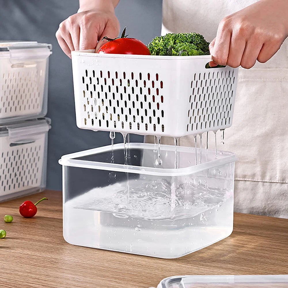 Fruit Storage Containers – Airtight, Dishwasher Safe with Removable Colander
