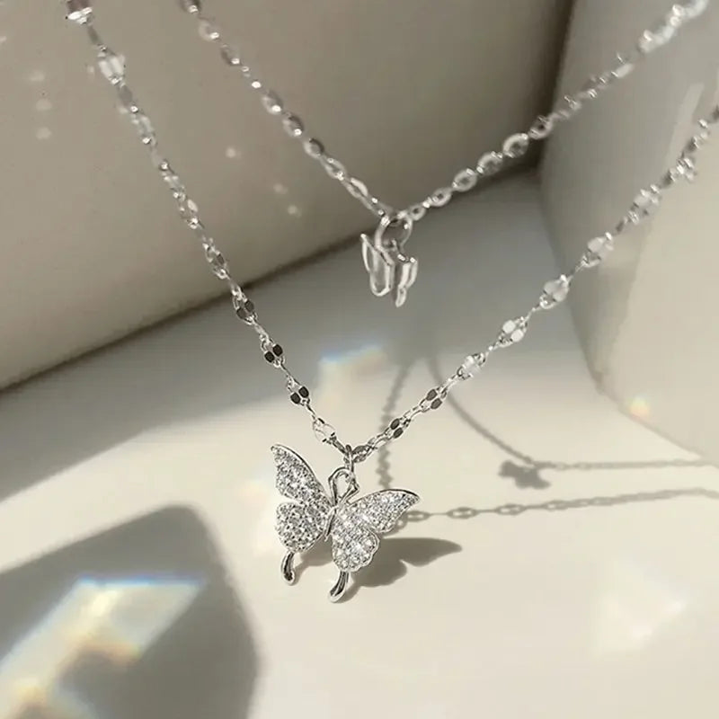 Exquisite Double Layer Butterfly Necklace