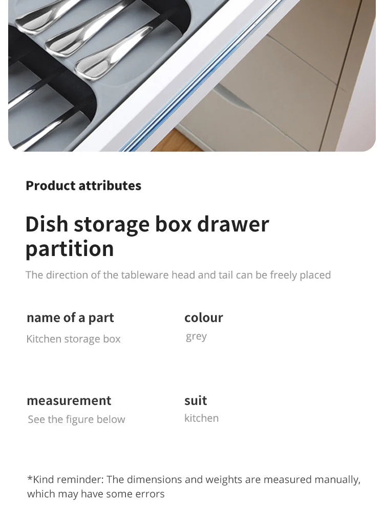 Kitchen Drawer Cutlery Organizer – Tray for Knives, Spoons, Forks & Spice Bottles