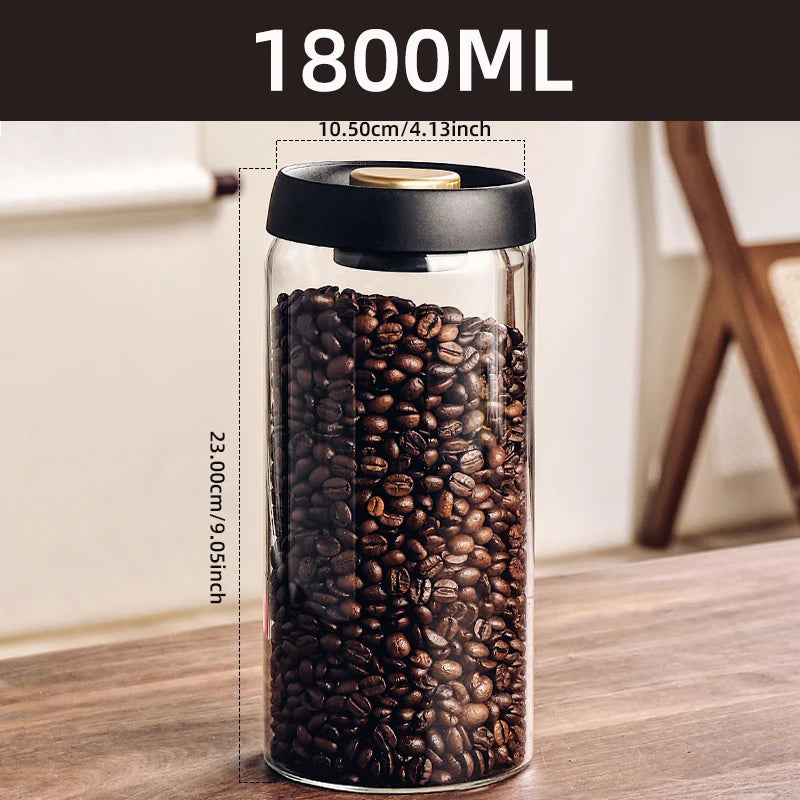 Vacuum Sealed Storage Jar – Glass Container for Coffee Beans, Tea, & Grains