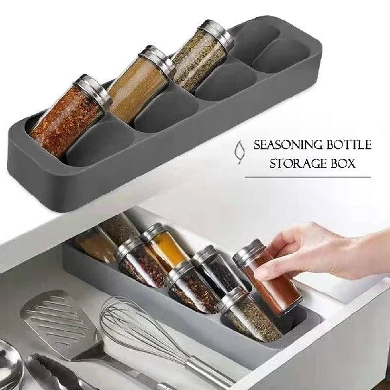 Kitchen Drawer Cutlery Organizer – Tray for Knives, Spoons, Forks & Spice Bottles