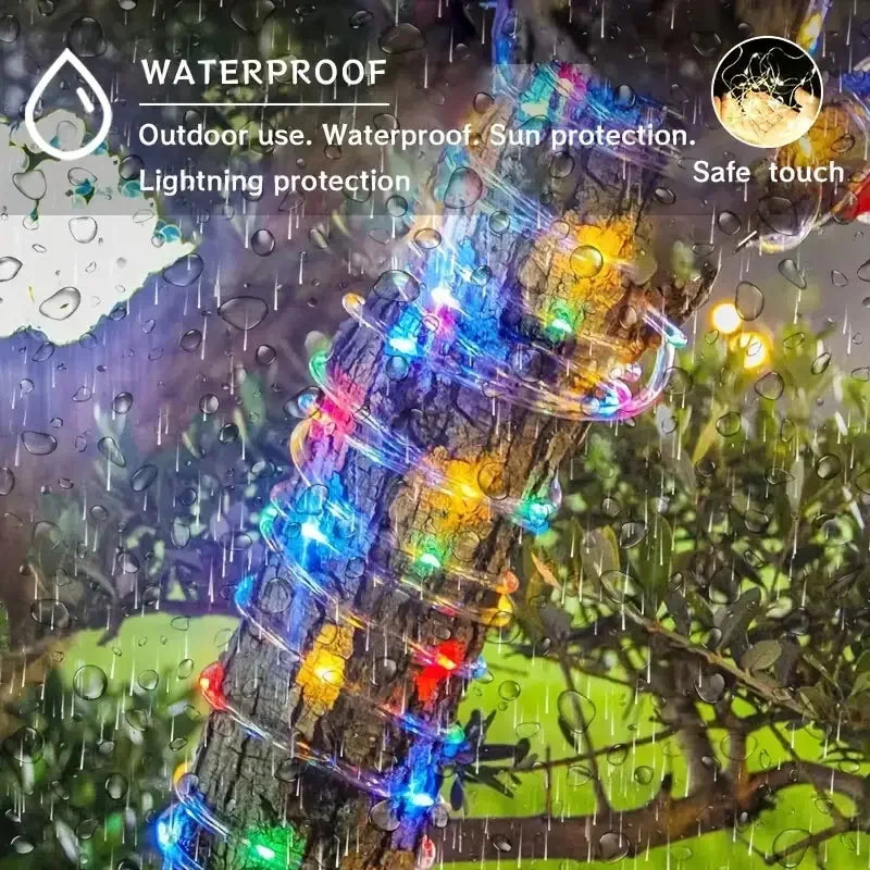 7M/12M Outdoor Solar LED Rope Light – Waterproof String Lights