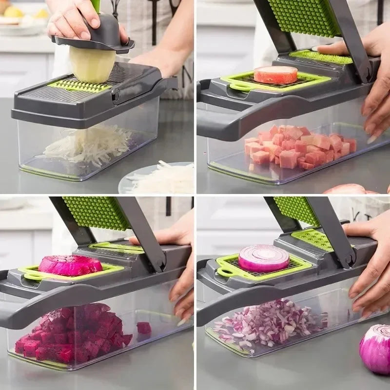 14/16-in-1 Vegetable Chopper – Multifunctional Slicer, Dicer & Grater for Kitchen