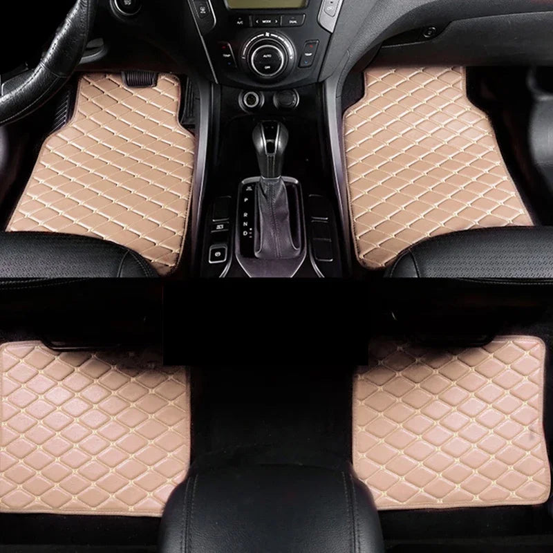 Premium 4PCS Universal PU Leather Waterproof Auto Floor Mats