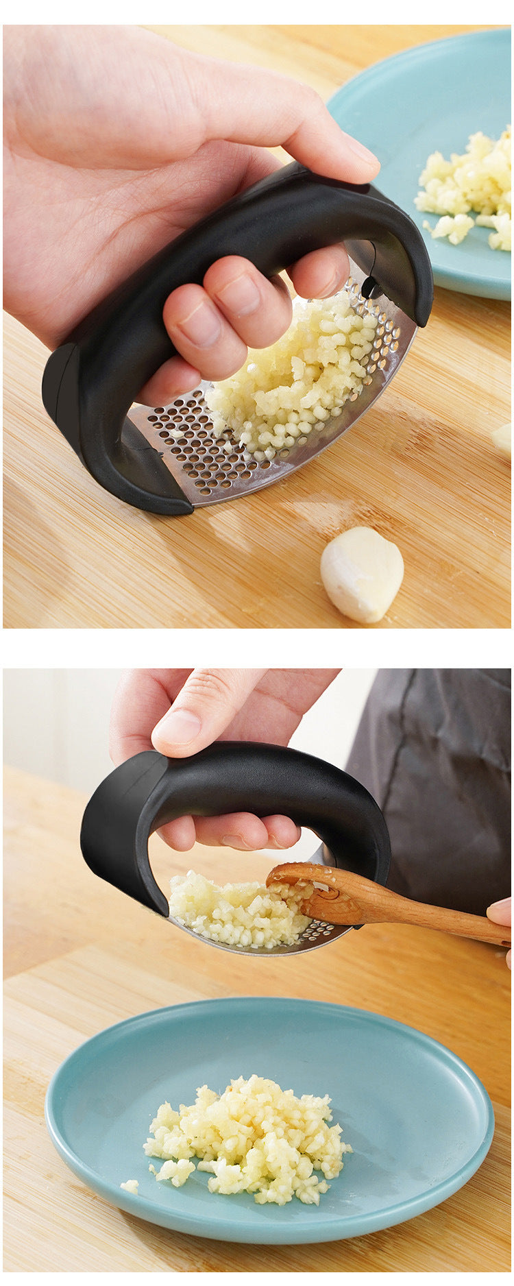 Stainless Steel Garlic Press Crusher - Manual