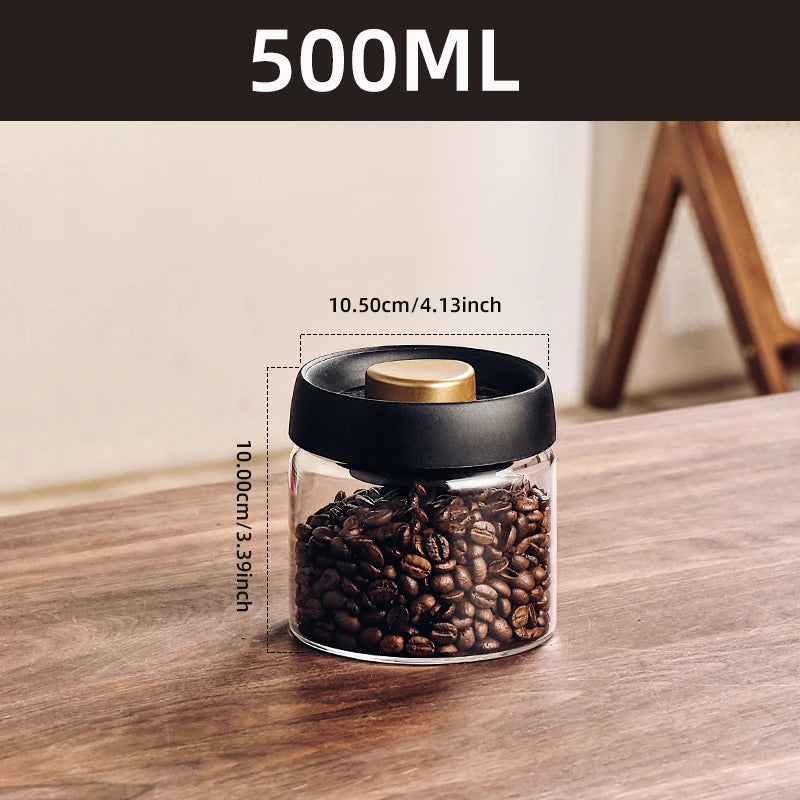 Vacuum Sealed Storage Jar – Glass Container for Coffee Beans, Tea, & Grains