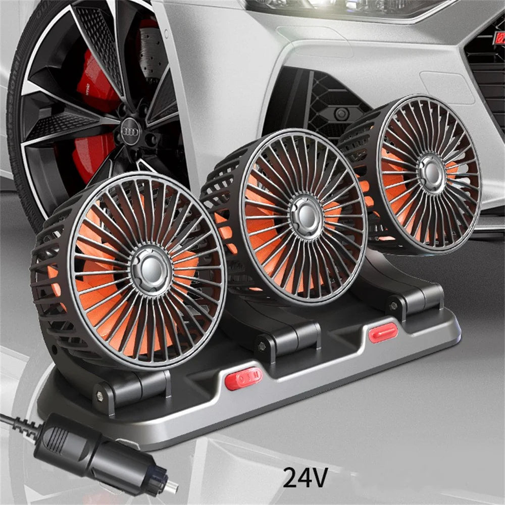 360° Adjustable 3-Head Car Fan
