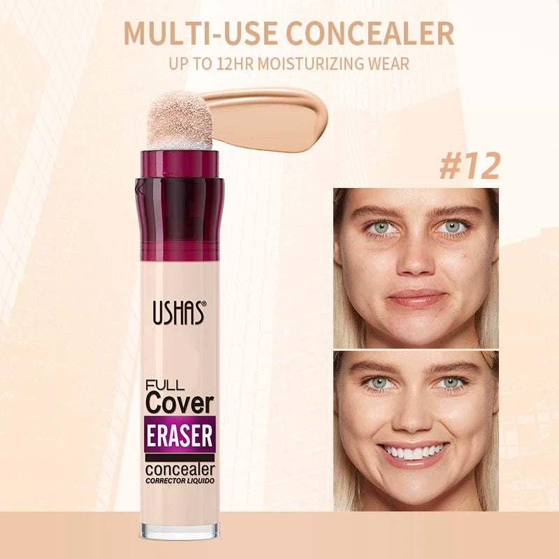 USHAS 12 Color Liquid Concealer - Moisturizing, Long-Lasting, and Lightweight