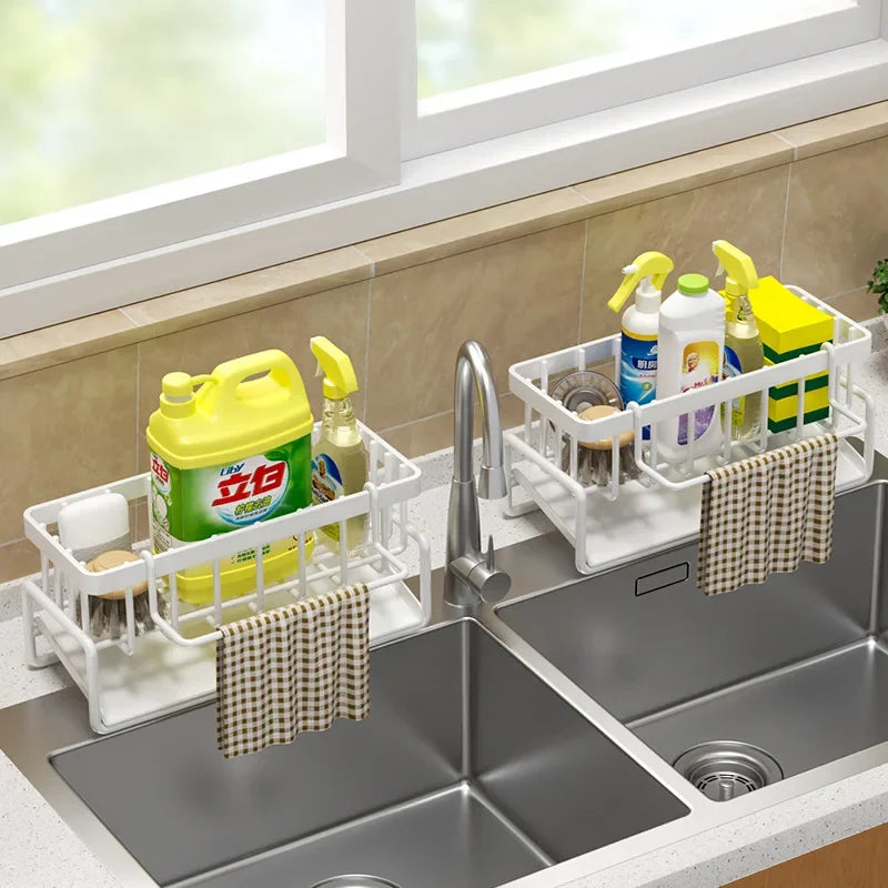 No-Punch Kitchen Shelf – Drainage Rack for Spices, Rags & Sink Accessories