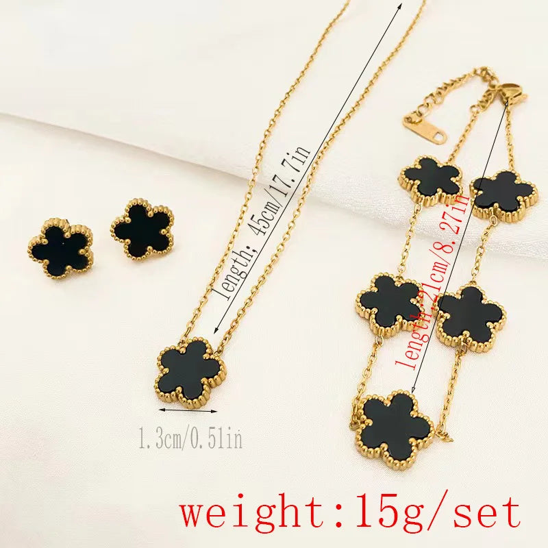 Elegant Stainless Steel Plum Blossom Jewelry Set