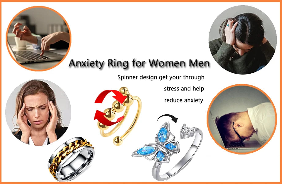 Rose Gold Stainless Steel Anxiety Spinner Ring
