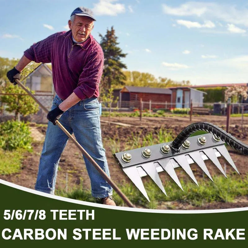 Iron Gardening Rake – 5/6/7/8 Teeth Weeding & Soil Loosening Farm Tool
