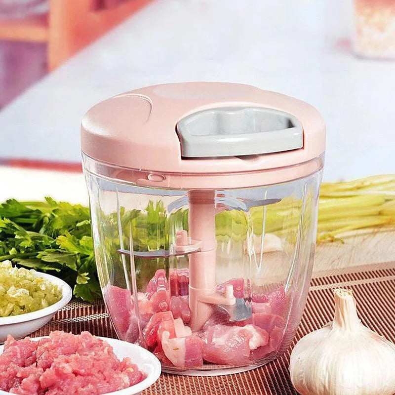 Manual Meat & Garlic Chopper – 500/900ML Hand Press Vegetable Cutter