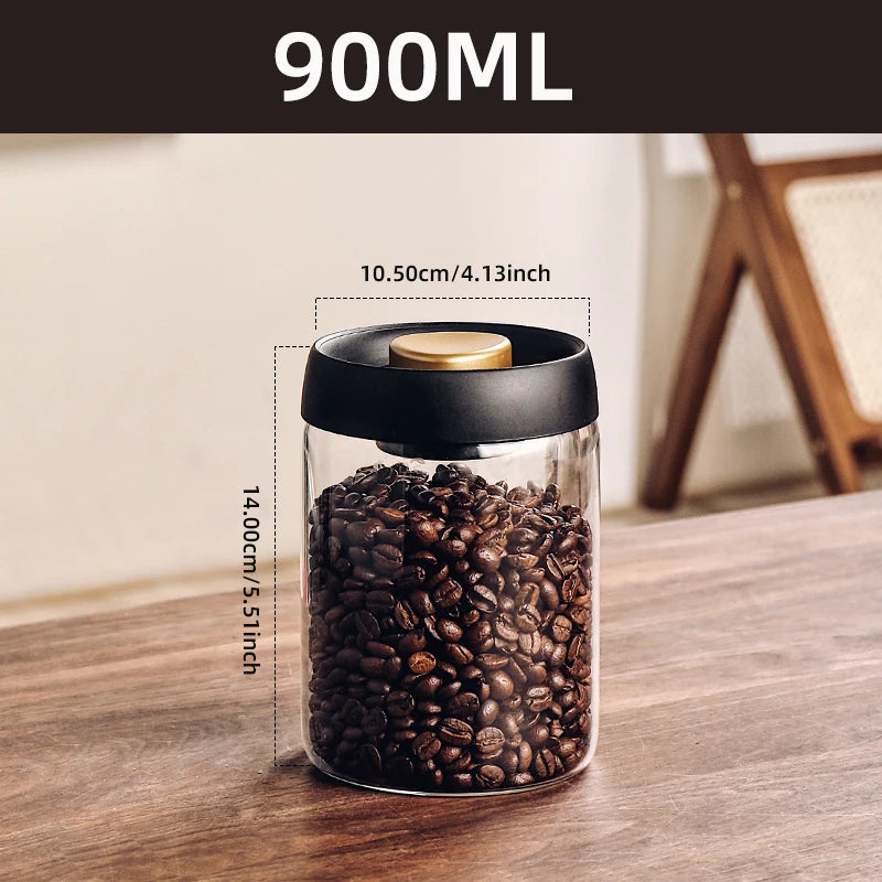 Vacuum Sealed Storage Jar – Glass Container for Coffee Beans, Tea, & Grains