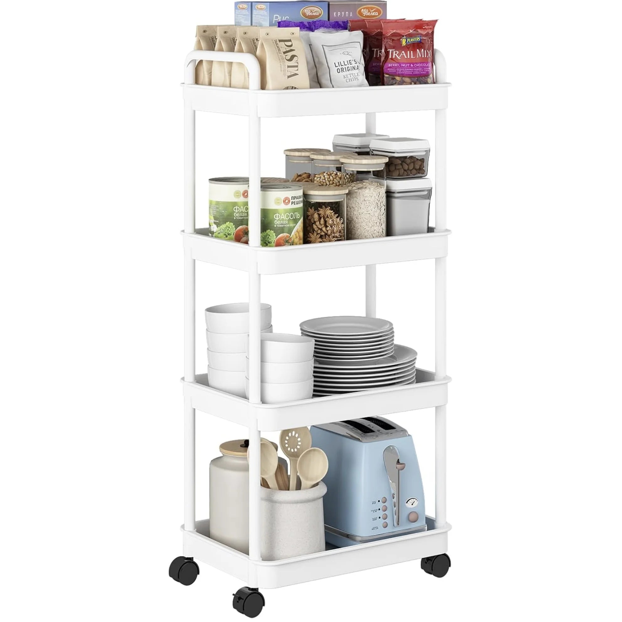 Rolling Storage Cart with Wheels – Detachable Organizer