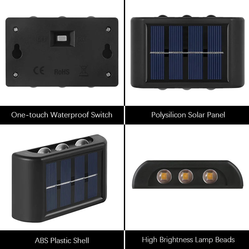 6 LED Solar Wall Lights
