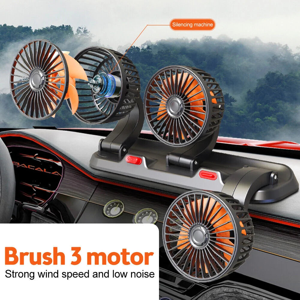 360° Adjustable 3-Head Car Fan