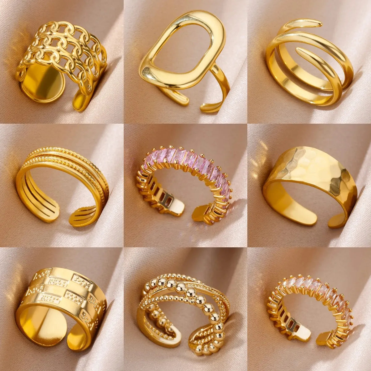 Luxury 316L Stainless Steel Gold Color Ring