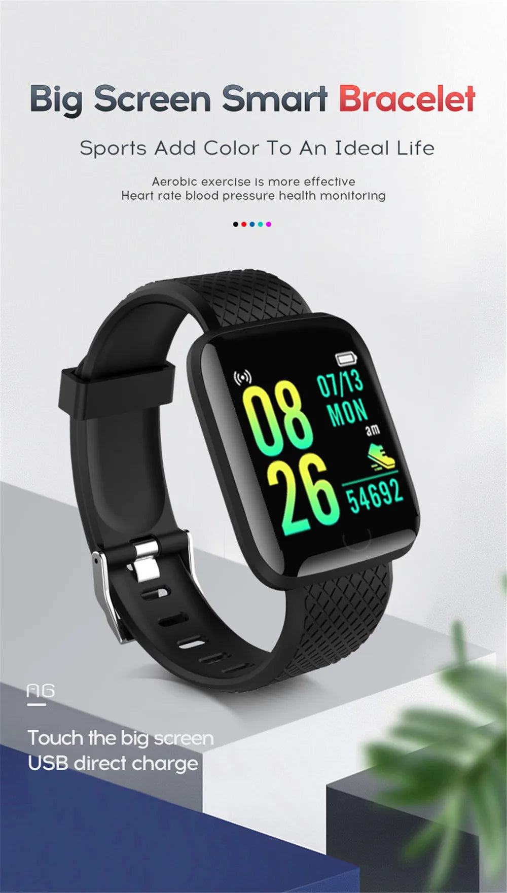 Multifunction Smart Watch D13 116Plus for Men Women Kids
