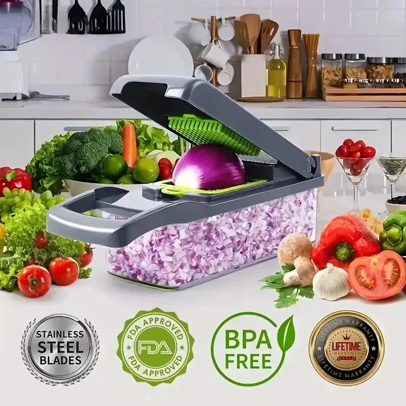 14/16-in-1 Vegetable Chopper – Multifunctional Slicer, Dicer & Grater for Kitchen