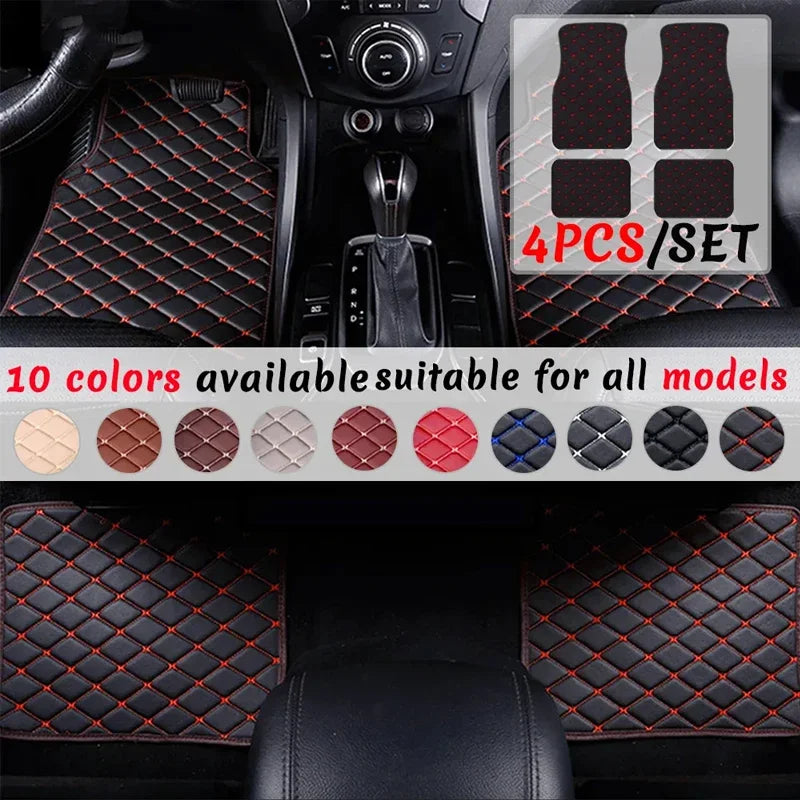 Premium 4PCS Universal PU Leather Waterproof Auto Floor Mats