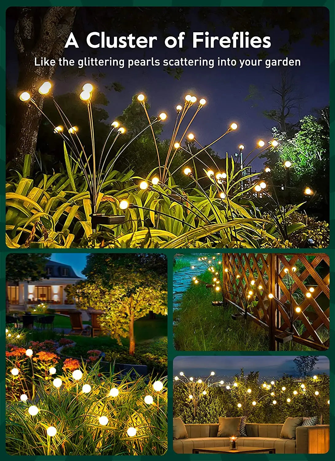Upgraded Solar Firefly Garden Lights