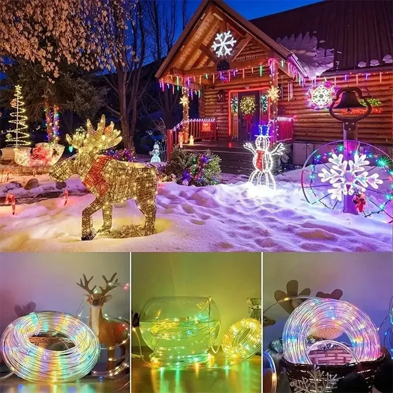 7M/12M Outdoor Solar LED Rope Light – Waterproof String Lights