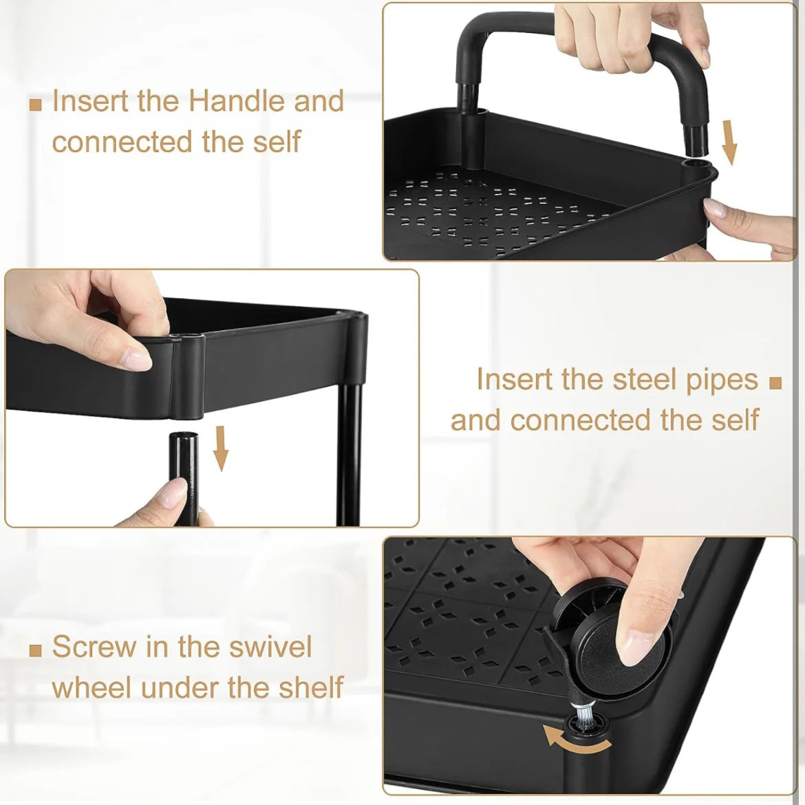 Rolling Storage Cart with Wheels – Detachable Organizer
