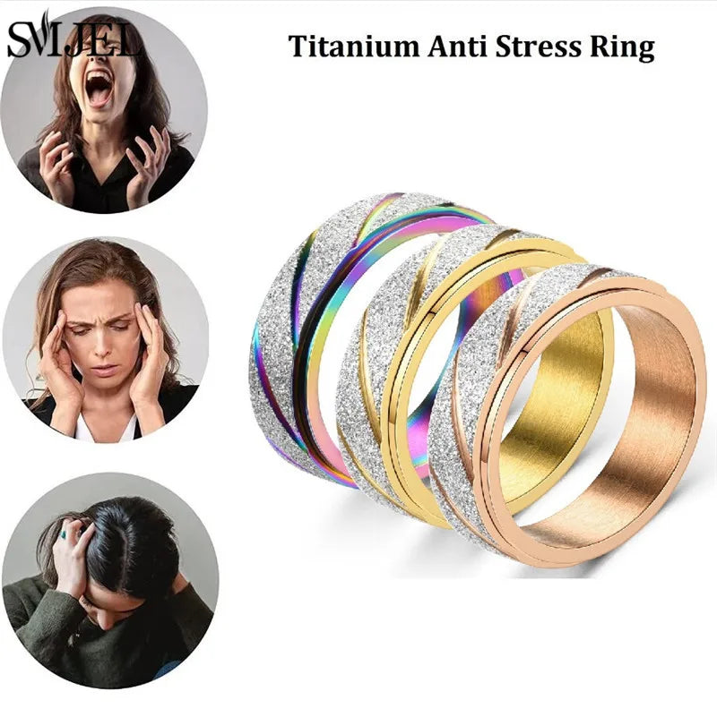 Rose Gold Stainless Steel Anxiety Spinner Ring