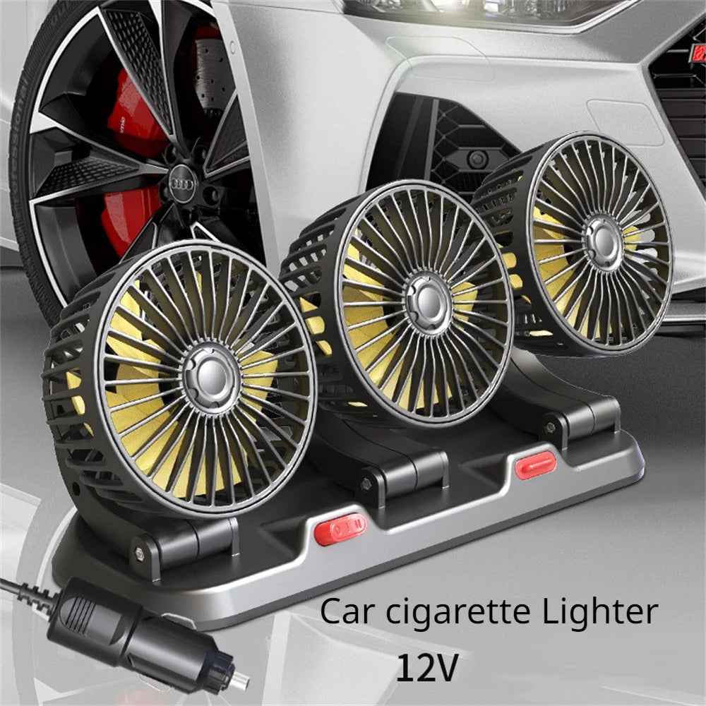 360° Adjustable 3-Head Car Fan