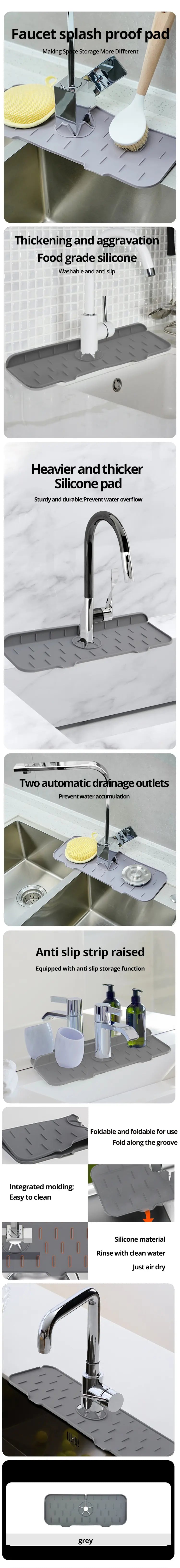 Silicone Faucet Mat – Sink Splash Guard & Quick-Dry Tray